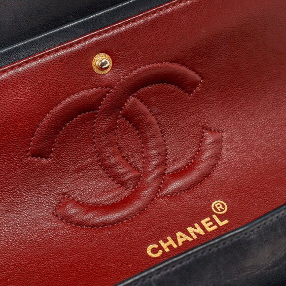 Chanel Navy Lambskin Leather Classic Medium Double Flap Shoulder Bag - Picture 14 of 16